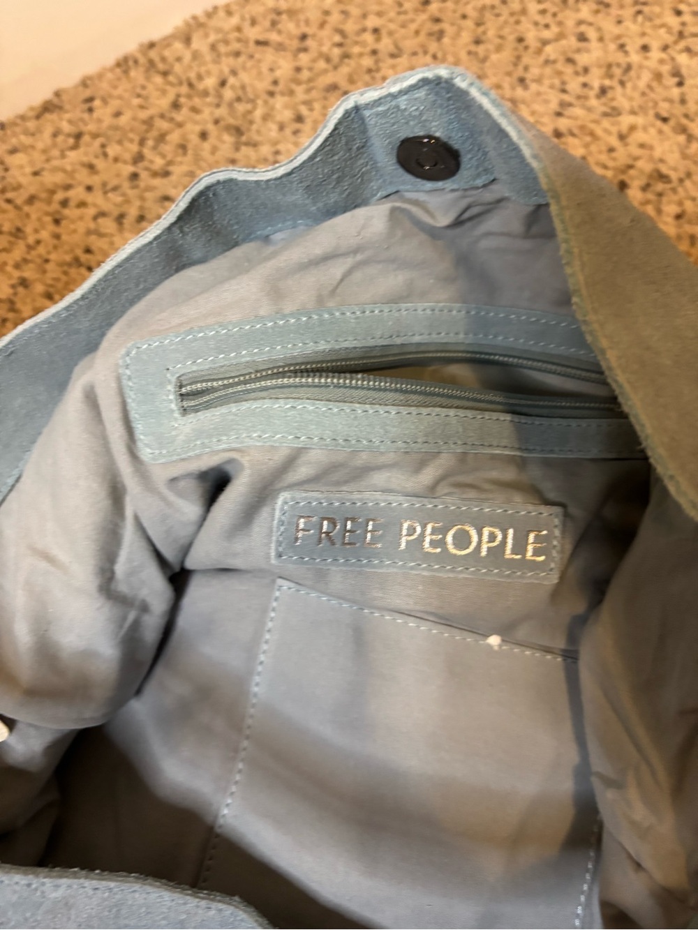 Free People NWT Suede Hobo Shoulder Bag Slate Gray Blue $128 - Picture 6 of 6